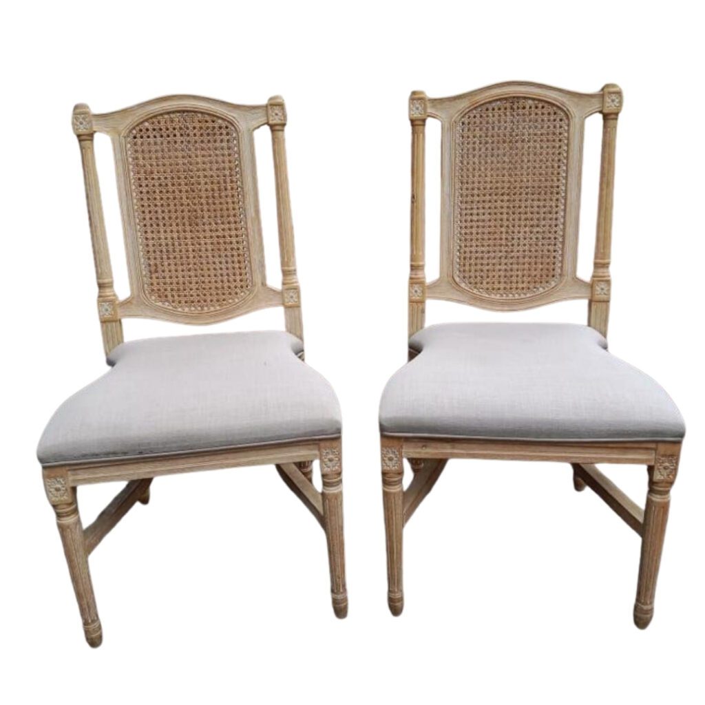 Straight cane back chair